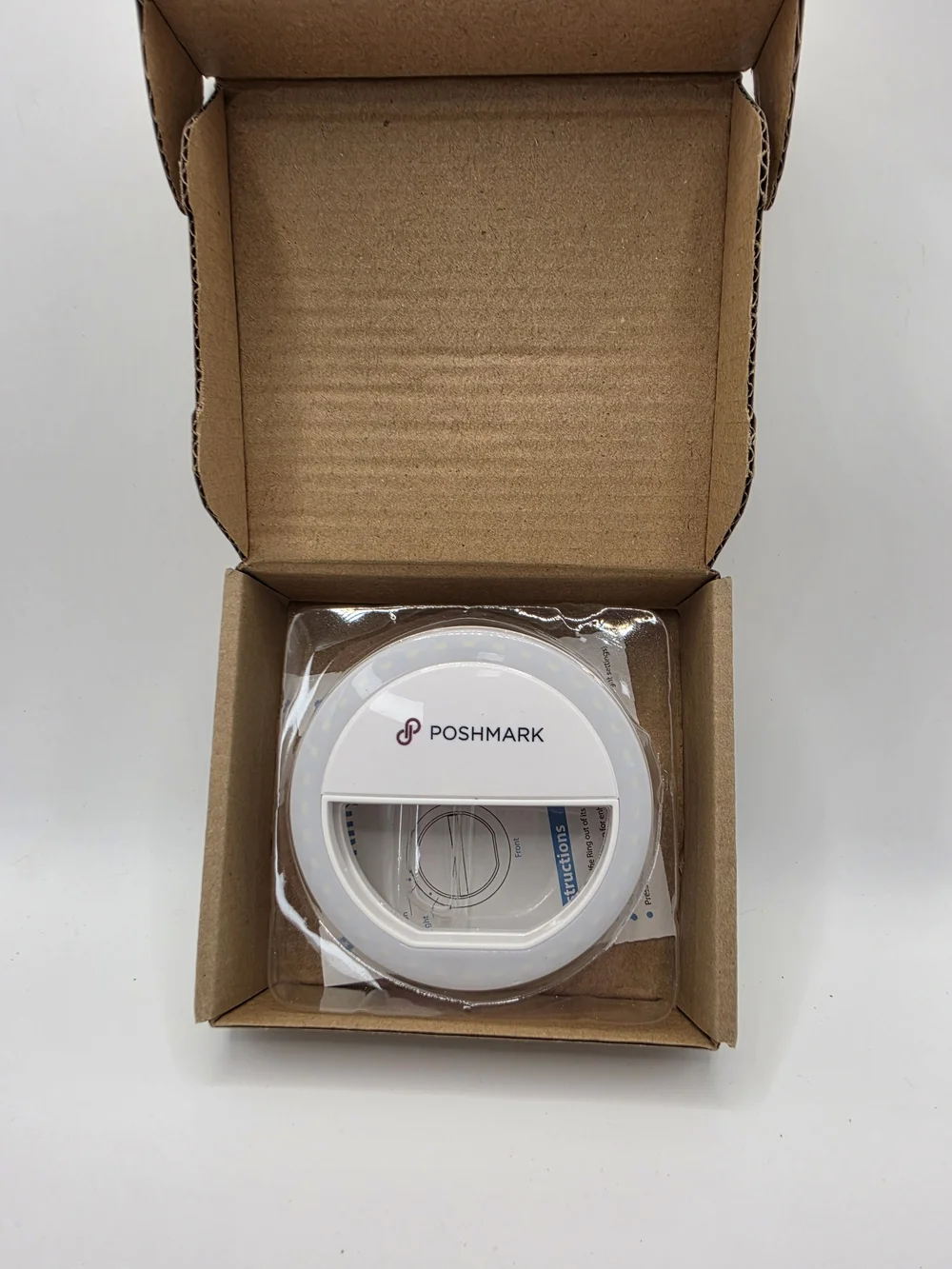 Poshmark Portable White Logo Clip-On LED Selfie Ring Light for Smartphones